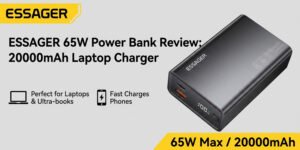 ESSAGER 65W power bank review featuring 20000mAh USB-C laptop charger