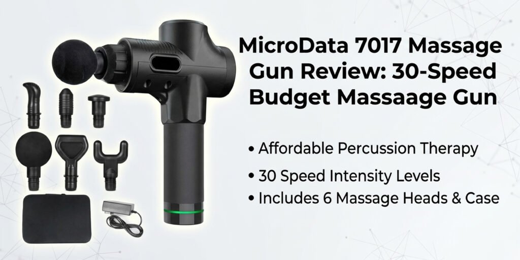 MicroData 7017 massage gun review featuring 30-speed full-size massage gun
